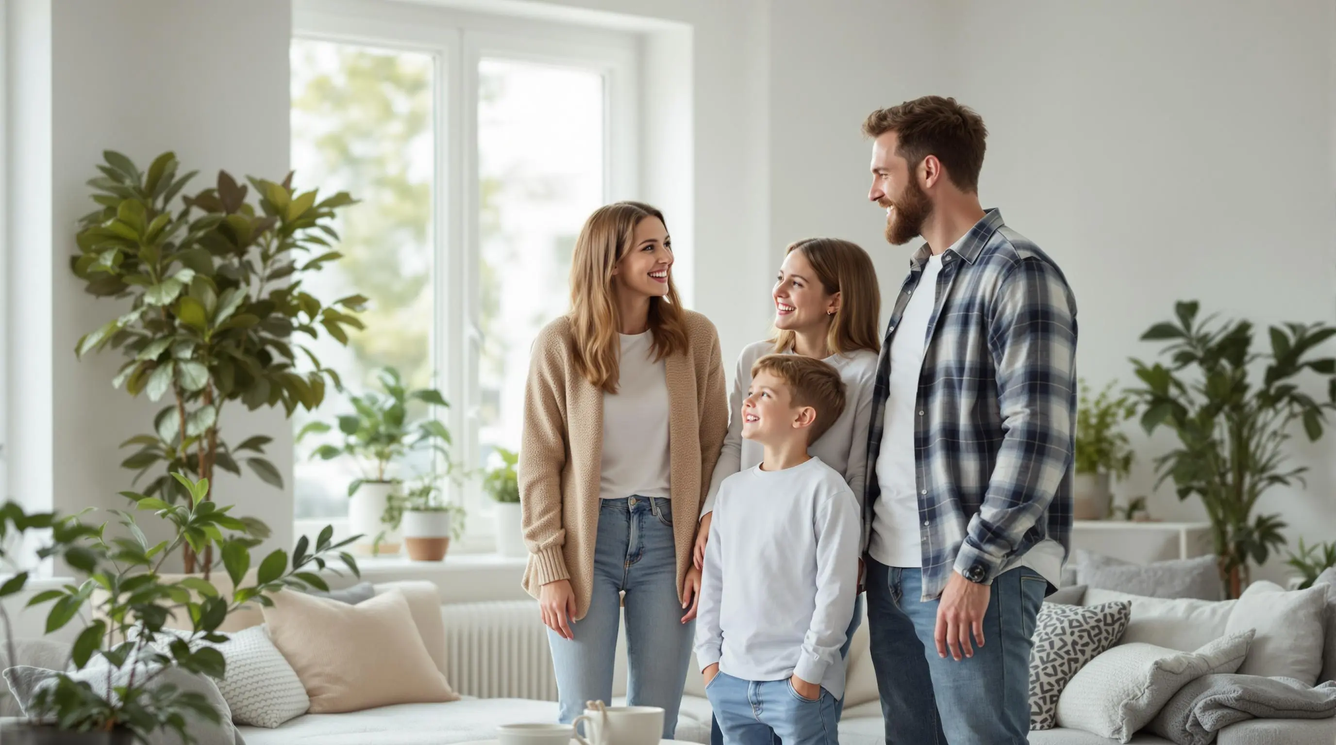 Smiling family enjoying time together